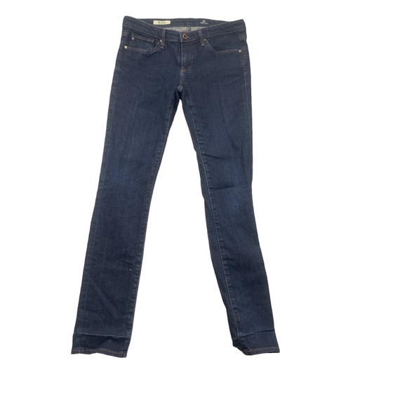 AG Adriano Goldschmied 27 The Stevie Slim Straight Navy jeans Pockets Hem Marks - Picture 7 of 10